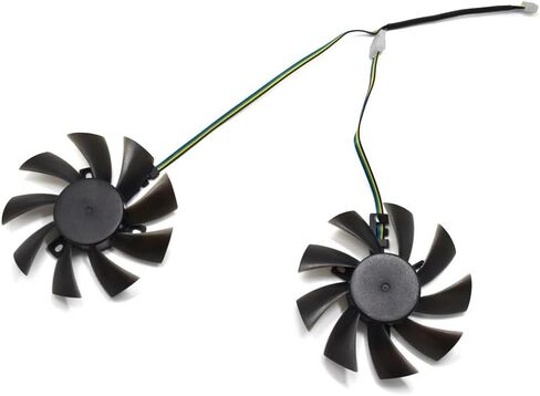 85mm 4pin اثنان من مروحة تبريد محمولة الكرة استبدال متوافق مع R9 270/280/280x/285/HD7850/7870/7950/7970 Card Card Card Cooler (Fliuld) in Saudi Arabia