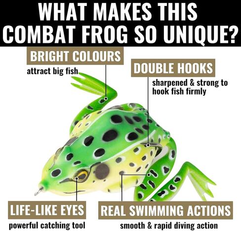 Lunkerhunt - Topwater Fishing Lures for Bass Trout Fishing | Combat Frog Lure for Big Fish | Award Winning Hollow Body Frog Fishing Bait with Weedless Hooks in Saudi Arabia