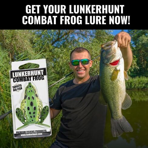Lunkerhunt - Topwater Fishing Lures for Bass Trout Fishing | Combat Frog Lure for Big Fish | Award Winning Hollow Body Frog Fishing Bait with Weedless Hooks in Saudi Arabia
