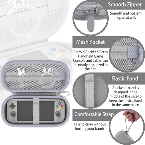 حالة Khanka Stroage لـ Retroid Pocket 5/4 Retro Handheld Game Console & Accessories ، Case فقط （Black） in Saudi Arabia