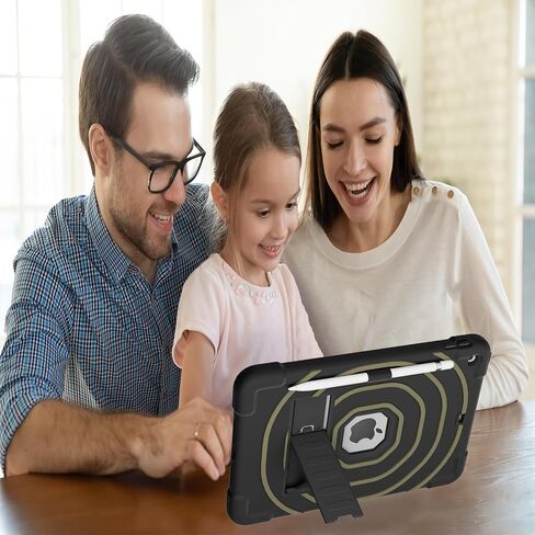 Case Compatible with iPad 10.2 Inch 2021/2020/2019, for iPad 9th/8th/7th Generation Case，Duty Shockproof Rugged Protective with Built-in Stand/Pencil Holde Black+Gold in Saudi Arabia