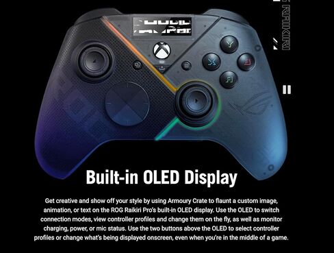 ASUS ROG Raikiri Pro Gaming Controller, Built-in OLED display, OLED 1.3" with 128x40 resolution, Up to 48-hour battery life, For PC and Xbox (Renewed) in Saudi Arabia