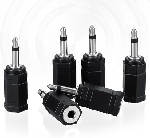 6pcs ستيريو إلى محول أحادي ، ستيريو 3.5 مم إلى محول أحادي ، 1/8 بوصة المحول الاستريوس monos ، لماسحة الضوضاء ، سماعات راديو لحم الخنزير ، الراديو ، الأسود in Saudi Arabia