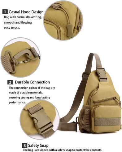 Tactical Crossbody Backpack for Men, Handiness Mountain Climbing, Lightweight Daypack for Biking Travel, Khaki in Saudi Arabia