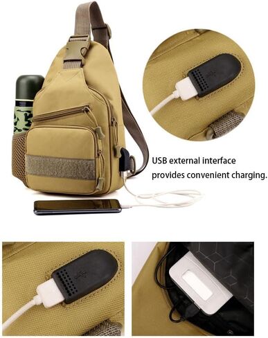 Tactical Crossbody Backpack for Men, Handiness Mountain Climbing, Lightweight Daypack for Biking Travel, Khaki in Saudi Arabia