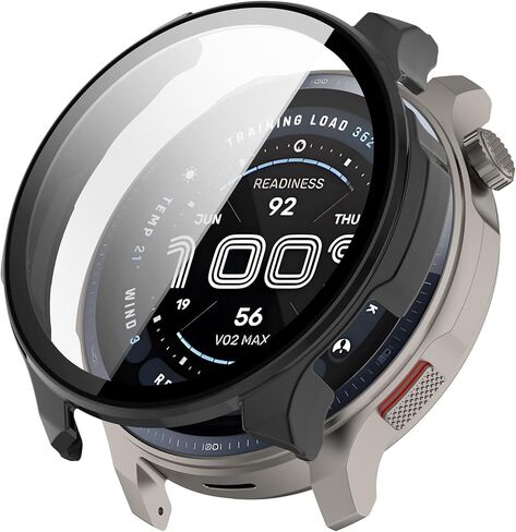 Compatible with Amazfit Balance 2 Case, Tempered Glass Full Cover Case Bumper Shell for Amazfit Balance 2 Smartwatch Accessory (Black) in Saudi Arabia
