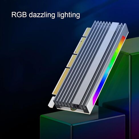 Cuifati M.2 NVME SSD إلى محول PCIE X16/X8/X4 ، SSD إلى بطاقة توسيع PCIE مع الأضواء متعددة الألوان من الألومنيوم ، لـ 2230 2242 2260 2280 M.2 NVME DISK HARD DISK in Kuwait