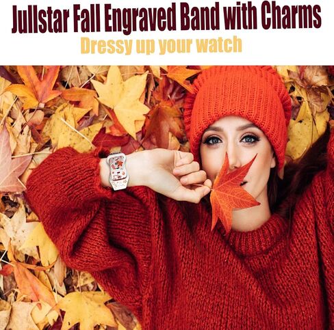 Halloween Fall Engraved Band with Charms Compatible with Apple Watch 38mm 40mm 41mm 42mm 44mm 45mm 46mm 49mm Women,Jullstar Snowfalke Christmas Maple Pumpkin Autumn Skull Holiday Strap for iphone Watch Series 10 9 8 7 SE 6 5 4 3 2 1 in Kuwait