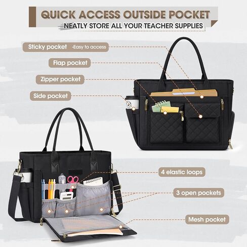 RAINSMORE Teacher Tote Bag with Insulated Lunch Compartment 15.6 inch Laptop Bag for Women Lightweight Work Bags Nurse Bags in Saudi Arabia