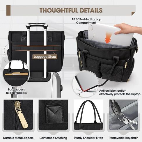 RAINSMORE Teacher Tote Bag with Insulated Lunch Compartment 15.6 inch Laptop Bag for Women Lightweight Work Bags Nurse Bags in Saudi Arabia