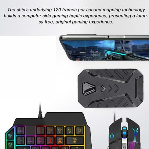 Zunate Half Hand Gaming Keyboard و Mouse Mouse Combo ، 3 in 1 Game Combo Pack ، لوحة مفاتيح ألعاب Half Hand مع وحدة تحكم Gamepad Mobile ، محول الماوس للكمبيوتر الشخصي in Saudi Arabia