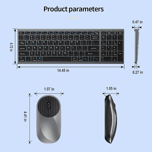 Wireless Bluetooth Rechargeable Keyboard and Mouse Combo. Rechargeable Dual-Mode (Bluetooth 5.0 and 3.0 +2.4G) Multi-Device Silent Mouse for Windows, iPad, Tablet, MacOS,iOS,Android (Grayish Black) in Saudi Arabia
