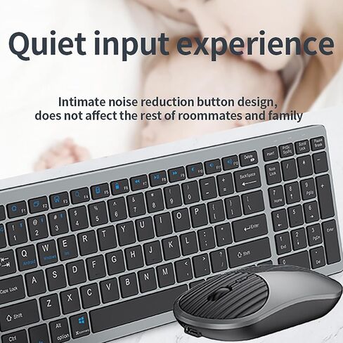 Wireless Bluetooth Rechargeable Keyboard and Mouse Combo. Rechargeable Dual-Mode (Bluetooth 5.0 and 3.0 +2.4G) Multi-Device Silent Mouse for Windows, iPad, Tablet, MacOS,iOS,Android (Grayish Black) in Saudi Arabia