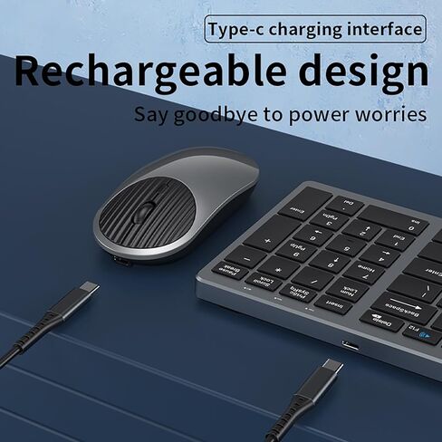 Wireless Bluetooth Rechargeable Keyboard and Mouse Combo. Rechargeable Dual-Mode (Bluetooth 5.0 and 3.0 +2.4G) Multi-Device Silent Mouse for Windows, iPad, Tablet, MacOS,iOS,Android (Grayish Black) in Saudi Arabia
