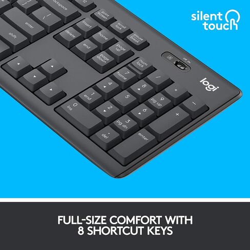 Logitech Mk295 Silent Wireless Combo Keyboard RF Wireless Qwerty ، W126142150 (لوحة المفاتيح RF اللاسلكية Qwerty Pan Nordic Black Mk295 Silent Wireless Combo ، Standard ، RF Wireless ، Qwerty ،)) in Kuwait