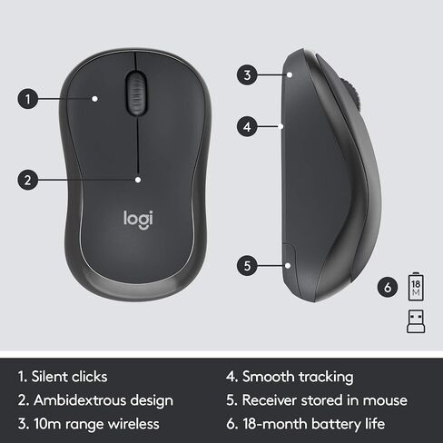 Logitech Mk295 Silent Wireless Combo Keyboard RF Wireless Qwerty ، W126142150 (لوحة المفاتيح RF اللاسلكية Qwerty Pan Nordic Black Mk295 Silent Wireless Combo ، Standard ، RF Wireless ، Qwerty ،)) in Kuwait