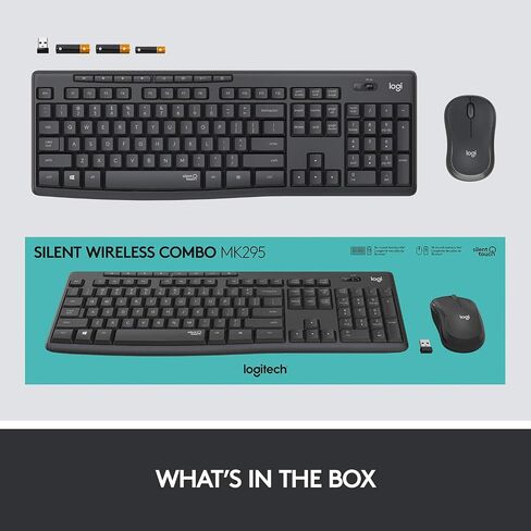 Logitech Mk295 Silent Wireless Combo Keyboard RF Wireless Qwerty ، W126142150 (لوحة المفاتيح RF اللاسلكية Qwerty Pan Nordic Black Mk295 Silent Wireless Combo ، Standard ، RF Wireless ، Qwerty ،)) in Kuwait