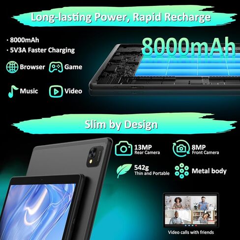 2025 أحدث قرص Android 14 ، جهاز لوحي 10 بوصة مع ذاكرة RAM تبلغ مساحتها 24 جيجا بايت 128 جيجا بايت توسيع 1 تيرابايت ، بطارية 8000 مللي أمبير في الساعة ، شاشة LCD FHD ، ودعم 5G WIFI/BT5.0/GPS ، 2 في 1 Android Tablet مع لوحة مفاتيح رمادية in Kuwait