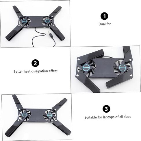 2PCS Dual Fan Laptop Cooler Cooling Pad with Slip Stand Lightweight Ventilated Support for Travel Business Students and Commuters USB Powered in Saudi Arabia