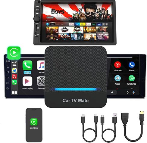 2025 New Car TV Mate Pro مع محول Carplay اللاسلكي ، محول HDMI Multimedia لمحول/لوحات مفاتيح ألعاب TV Trose/Set-Top Box/Screens ، Cartv Mate Support Wired Car Car من 2016 in Kuwait