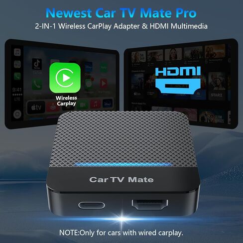2025 New Car TV Mate Pro مع محول Carplay اللاسلكي ، محول HDMI Multimedia لمحول/لوحات مفاتيح ألعاب TV Trose/Set-Top Box/Screens ، Cartv Mate Support Wired Car Car من 2016 in Kuwait