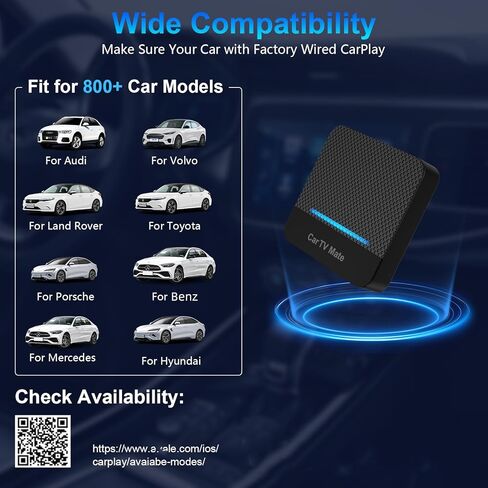 2025 New Car TV Mate Pro مع محول Carplay اللاسلكي ، محول HDMI Multimedia لمحول/لوحات مفاتيح ألعاب TV Trose/Set-Top Box/Screens ، Cartv Mate Support Wired Car Car من 2016 in Kuwait