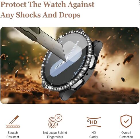 3 Pack Bling Case for Samsung Galaxy Watch 7 Screen Protector 40mm 44mm for Women,Hard PC Glitter Crystal Diamond Cover Full Protection Protective Bumper for Samsung Galaxy Watch 7 Case 40 44 mm in Kuwait