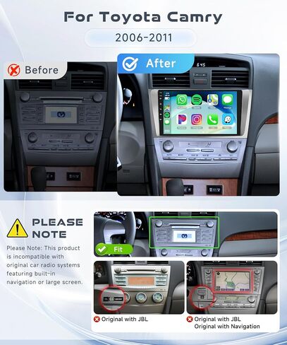 4G+64G CAR Radio Stereo لتويوتا كامري 2006-2011 ، CARPLAY اللاسلكي Android Auto 9 بوصة شاشة تعمل باللمس in Kuwait