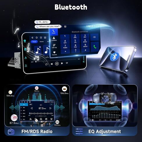 4G+64G Andriod Single Din 9-Inch Touchscreen Car Stereo with Wireless Carplay Android Auto, Car Radio Rotatable Screen 1 Din Bluetooth Mirror Link GPS WiFi, FM/RDS EQ with Backup Camera+Phone Holder in Saudi Arabia