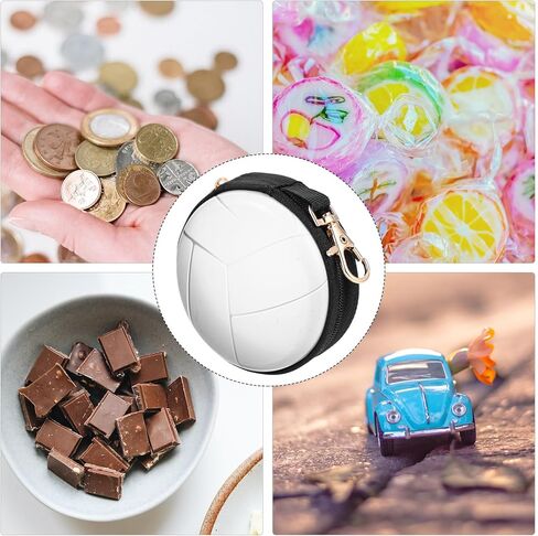 6 pcs Shape Women Keychain Pattern Shaped Zipper Coin Gift Design Sports Lover Change Teens Storage Purses Decorative Earphone Keys Case Wallet Tinplate Purse Volleyball Girls for, As Shownx3pcs, in Kuwait