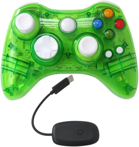 جهاز التحكم اللاسلكي مناسب لـ Xbox 360 مزدوج الاهتزاز اللاسلكي ألعاب Gamepad Joypad Green in Kuwait