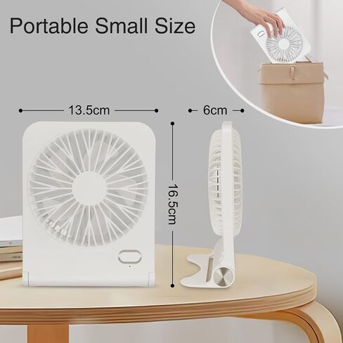 Portable desktop USB fan - ultra quiet personal cooling, 160 ° tilt, 3-speed and battery powered - compact for travel, camping, office, and home - yellow in Saudi Arabia