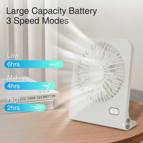 Portable desktop USB fan - ultra quiet personal cooling, 160 ° tilt, 3-speed and battery powered - compact for travel, camping, office, and home - yellow in Saudi Arabia