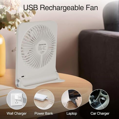 Portable desktop USB fan - ultra quiet personal cooling, 160 ° tilt, 3-speed and battery powered - compact for travel, camping, office, and home - yellow in Saudi Arabia