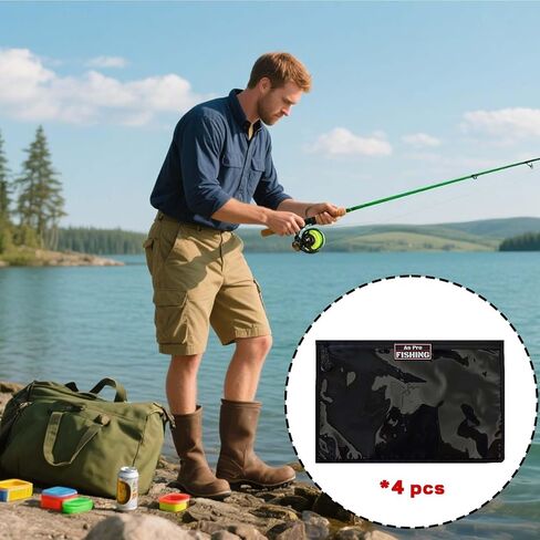 4Pack Fishing Clear Tackle Storage Bag,Waterproof Plastic Storage Fishing Bag for Fishing Gear, Bait, Tackle, Lures and Soft Plastics,Built Tough, Massive Storage Fishing Gift Bag in Saudi Arabia