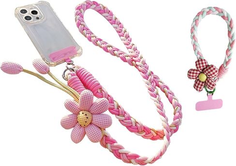 Acdiac Portable Flower Phone Lanyard ، Universal Phone Crossbody Strap Wristband Lanyard in Kuwait