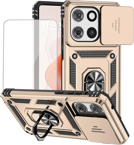 بالنسبة إلى Motorola Moto G Stylus 5G 2025 CASE مع واقي شاشة زجاجي مقسى وغطاء كاميرا شريحة ، وغطاء واقعي للسيارة المغناطيسية لـ Motorola Moto G Stylus 5G 2025 GOLD in Kuwait