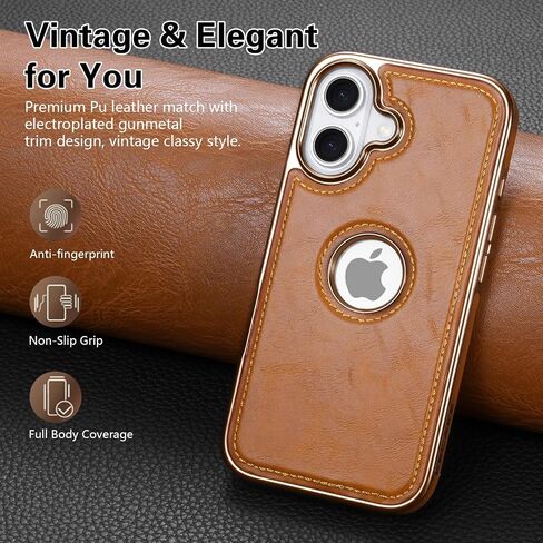 Kecake for iPhone 16 6.1 بوصة الشعار الجلدية الفاخرة مرئية عتيقة غلاف واقٍ ضئيل للغاية (تمساح أسود مع تقليم أسود) in Saudi Arabia