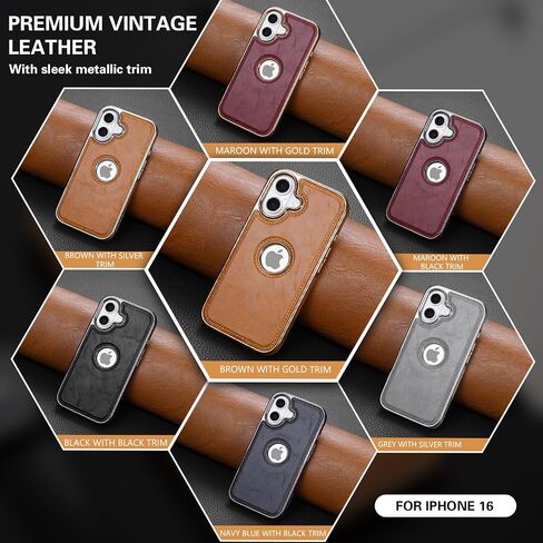 Kecake for iPhone 16 6.1 بوصة الشعار الجلدية الفاخرة مرئية عتيقة غلاف واقٍ ضئيل للغاية (تمساح أسود مع تقليم أسود) in Saudi Arabia