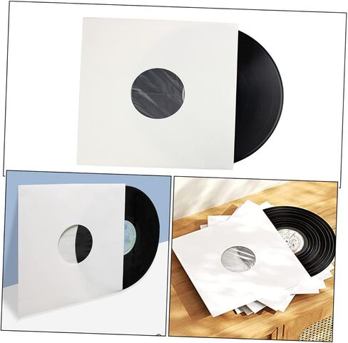 Happyyyami 6pcs سجل Vinyl حقيبة داخلية لتخزين التسجيل الأبيض أغطية ألبوم غلاف الغبار من ورق kraft in Saudi Arabia