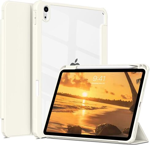 لـ iPad (A16) الجيل الحادي عشر 11 بوصة 2025/10 جيل 10.9 بوصة 2022 العلبة مع حامل القلم الرصاص ، iPad Hybrid 11 10 مع ظهر واضح ، يدعم Auto Wake/Sleep ، Cream White in Kuwait