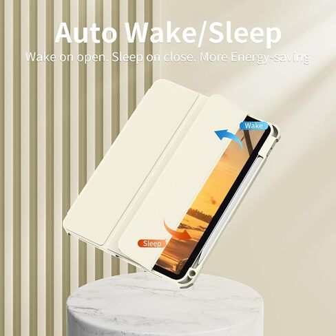 لـ iPad (A16) الجيل الحادي عشر 11 بوصة 2025/10 جيل 10.9 بوصة 2022 العلبة مع حامل القلم الرصاص ، iPad Hybrid 11 10 مع ظهر واضح ، يدعم Auto Wake/Sleep ، Cream White in Kuwait