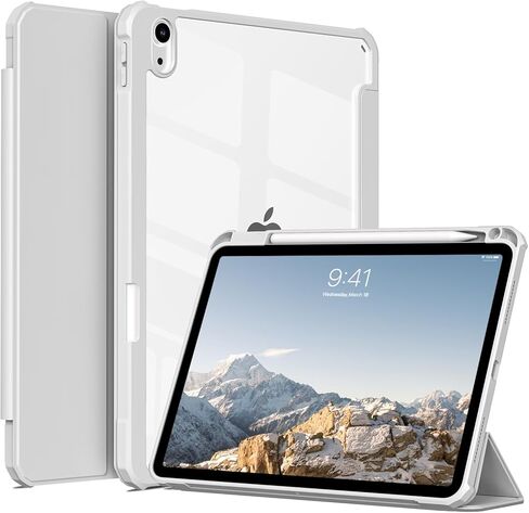 لـ iPad (A16) الجيل الحادي عشر 11 بوصة 2025/10 جيل 10.9 بوصة 2022 العلبة مع حامل القلم الرصاص ، iPad Hybrid 11 10 مع ظهر واضح ، يدعم Auto Wake/Sleep ، Cream White in Kuwait