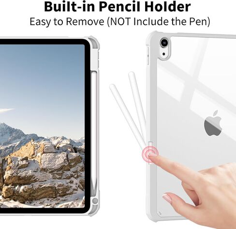 لـ iPad (A16) الجيل الحادي عشر 11 بوصة 2025/10 جيل 10.9 بوصة 2022 العلبة مع حامل القلم الرصاص ، iPad Hybrid 11 10 مع ظهر واضح ، يدعم Auto Wake/Sleep ، Cream White in Kuwait