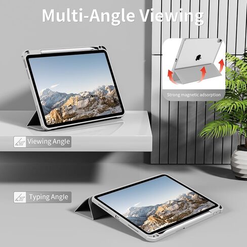 لـ iPad (A16) الجيل الحادي عشر 11 بوصة 2025/10 جيل 10.9 بوصة 2022 العلبة مع حامل القلم الرصاص ، iPad Hybrid 11 10 مع ظهر واضح ، يدعم Auto Wake/Sleep ، Cream White in Kuwait