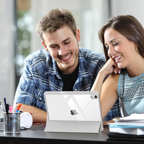 لـ iPad (A16) الجيل الحادي عشر 11 بوصة 2025/10 جيل 10.9 بوصة 2022 العلبة مع حامل القلم الرصاص ، iPad Hybrid 11 10 مع ظهر واضح ، يدعم Auto Wake/Sleep ، Cream White in Kuwait