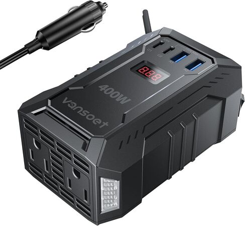 400W Car Power Inverter DC 12V to 110V AC Inverter with PD 30W/15W+2*USB A Ports & 2 AC Outlets for Laptop/Phone/Road Trip in Kuwait