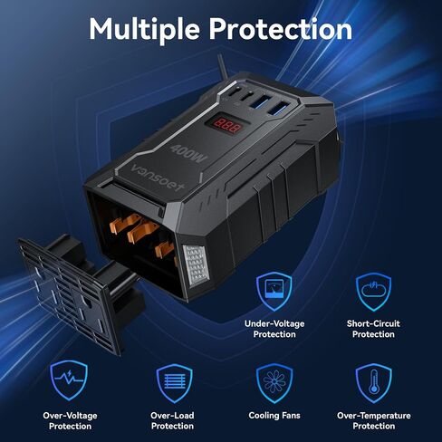 400W Car Power Inverter DC 12V to 110V AC Inverter with PD 30W/15W+2*USB A Ports & 2 AC Outlets for Laptop/Phone/Road Trip in Kuwait