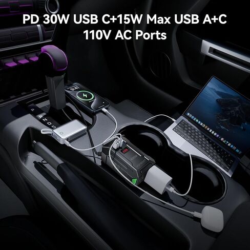 400W Car Power Inverter DC 12V to 110V AC Inverter with PD 30W/15W+2*USB A Ports & 2 AC Outlets for Laptop/Phone/Road Trip in Kuwait