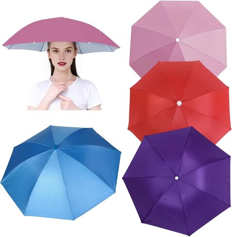 4 Pack Umbrella Hats, 26" Diameter Head Umbrella Hat for Women Men, Folding Waterproof Fishing Hat for Party Costume Beach Golf Hiking in Saudi Arabia